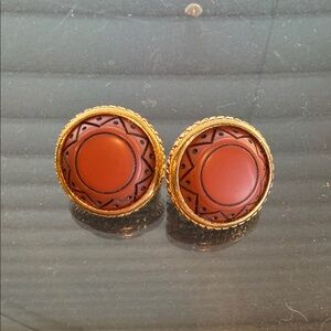 Vintage 1977 Givenchy Paris New York Clip on Earrings in Sunburst Pattern